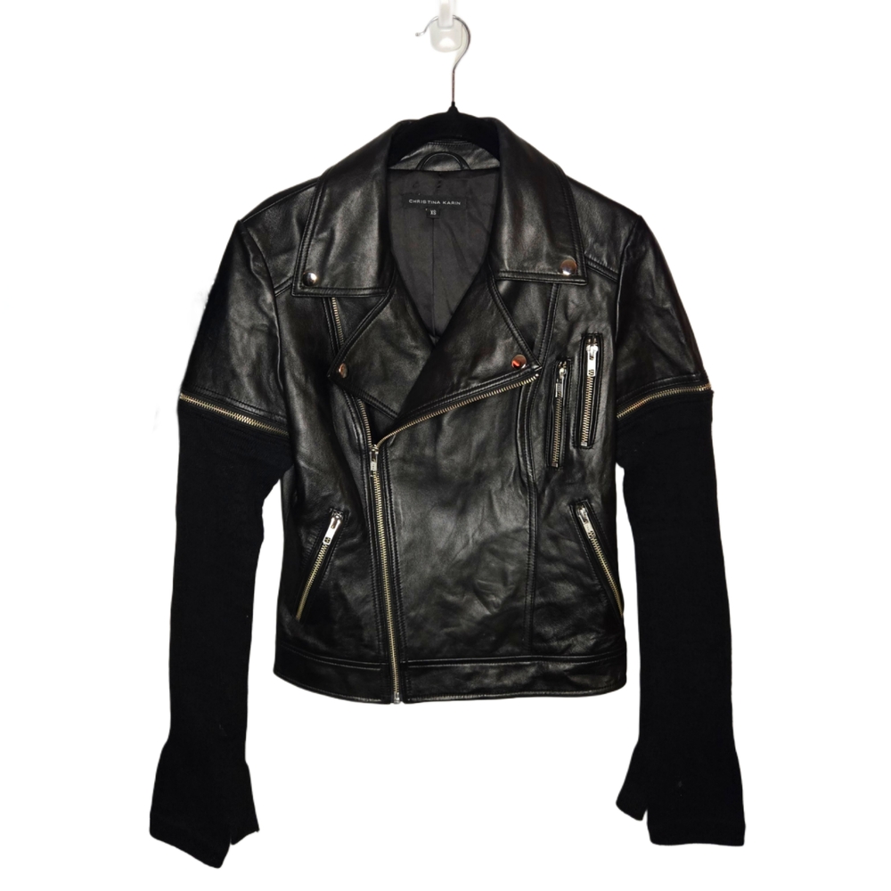 Unique Italian Black Covet Leather Moto Jacket 🖤🖤🖤